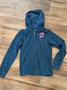 Peloton Navy Hoodie with Pink Logo - Zip-Up Sweatshirt